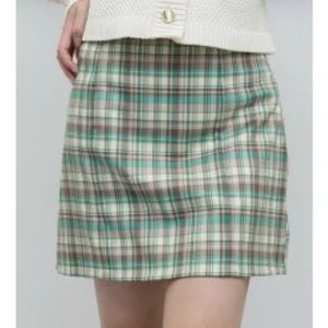 Green Plaid Skirt Zara ZARA NEW SATIN EFFECT PLEATED SKIRT GREEN